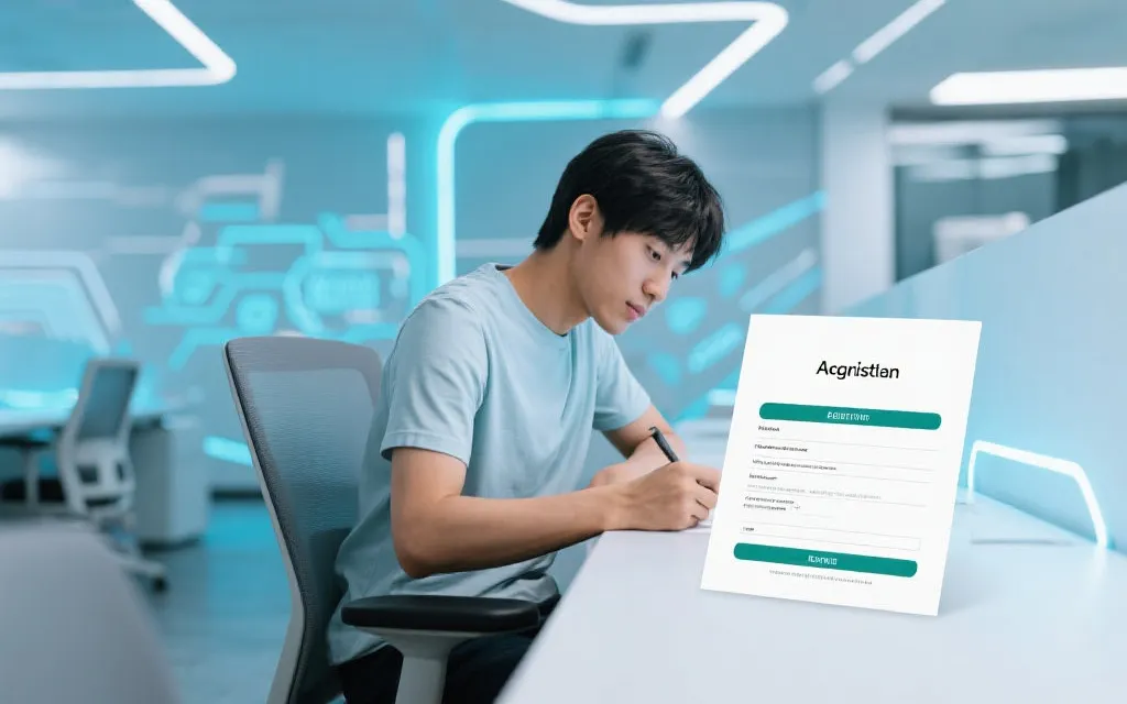 用户在电脑前填写注册信息